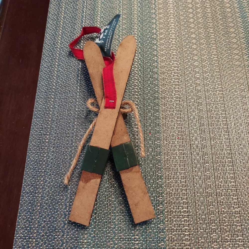 Wooden Snow Skis Ornament & Bag Charm 6